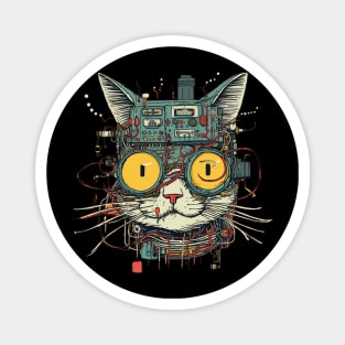 Futuristic Cyber Cat  Funny Kitty Magnet